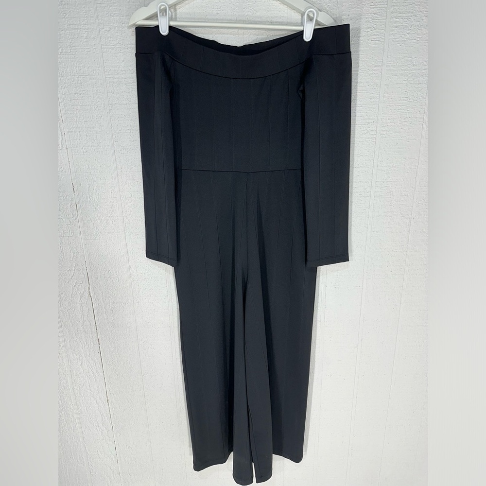 River island off shoulder wide leg jumpsuit black size 10